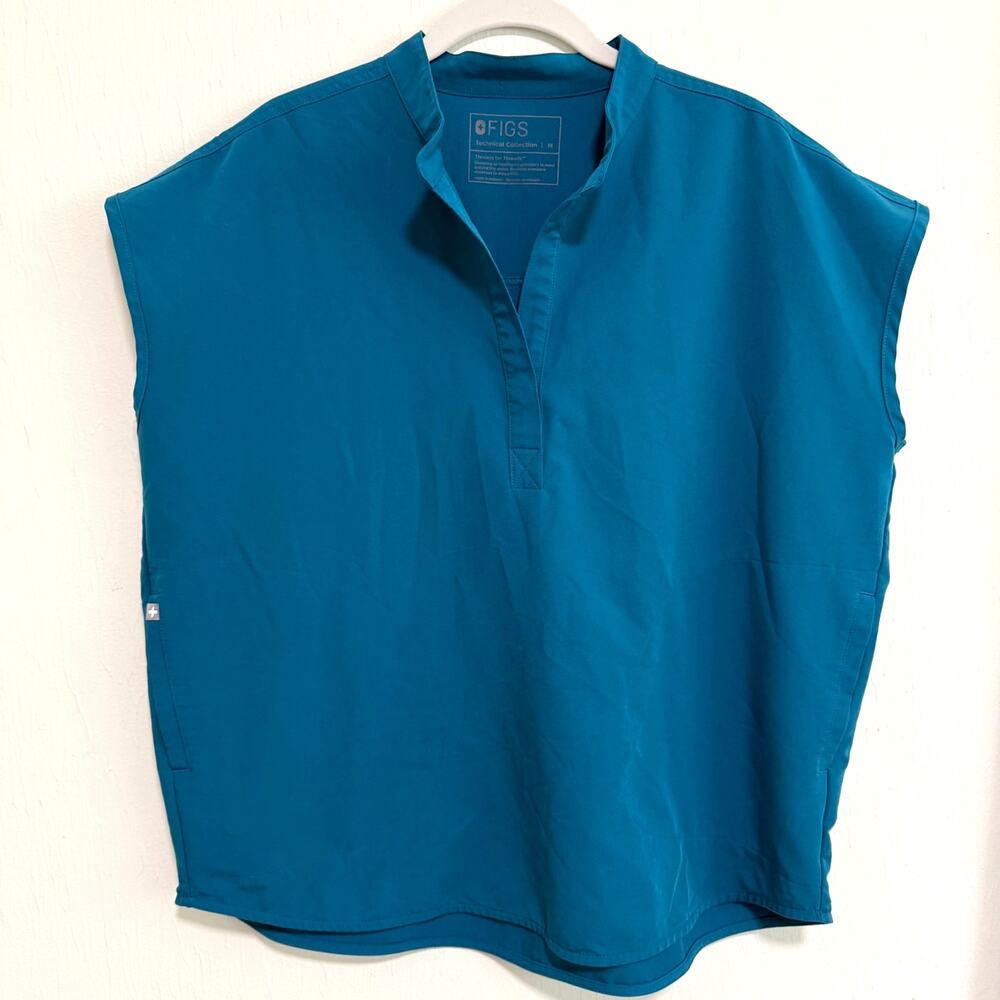 Figs Womens Rafaela Scrub Top M Pacific Blue Oversized Nurse Medical WXXSW1003